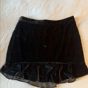 Madewell Dark Olive Velvet Mini Skirt